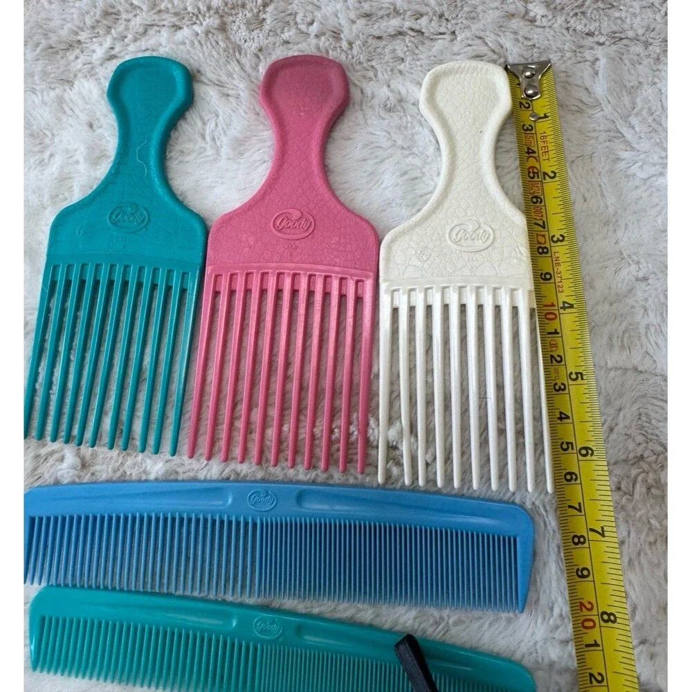 VTG Goody Hair Lift Pick Comb & Styling Combs Lot of 5 Blue, Pink, White, Teal